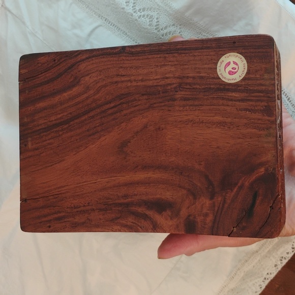 Vintage Archana Wood Jewelry Trinket Box Carved Designs Inlay Taj Mahal on Lid - Picture 7 of 11